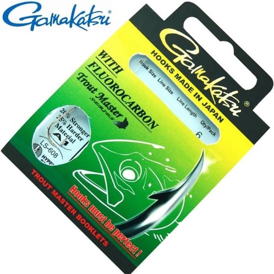 Trout Master Onderlijnen LS-608N - 100cm with Fluocarbon - Maat : haak 6 - 0.18mm van Trout Master