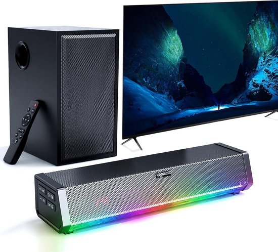 TV Luidspreker - Soundbar Subwoofer - Thuisbioscoop Ervaren - Bluetooth 5.0 Connectie - 30 Watt Vermogen - Zwart