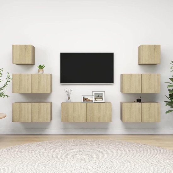 TV Meubel Set - TV Kast - Woonkamer Inrichten - Veel Opbergruimte - 7-Delig - Sonoma Eiken