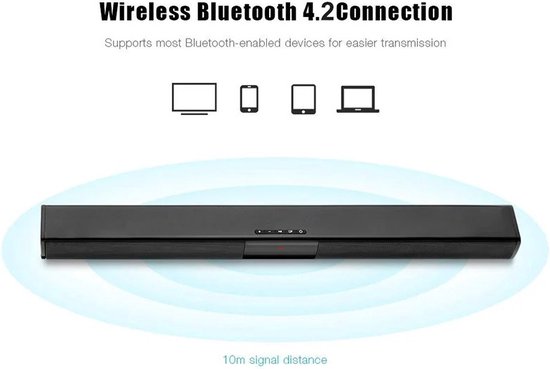 TV Soundbar - Bluetooth Soundbar Met Afstandsbediening - 4 Speakers - Magnetische Hoorn - Soundbar voor tv - Ondersteunt TF Kaart - Zwart
