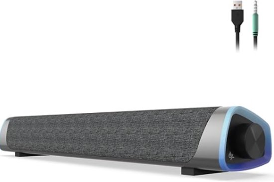 TV Soundbar - Surround Sound - USB-aangedreven - LED-verlichting - Grijs