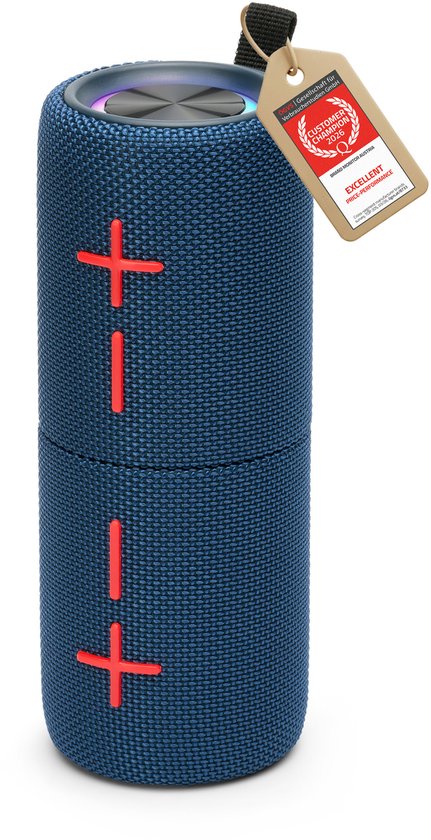 TZS First Austria Bluetooth Speaker 10W - Draadloze TWS Stereo Luidspreker - IPX5, FM-Radio, MicroSD & AUX - USB-C - Blauw van tzs-first-austria