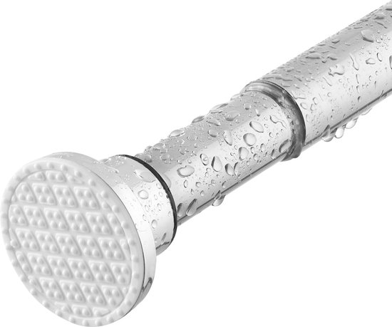 Uittrekbare douchegordijnstang 70-255 cm - zonder boren, zilver, roestvrij staal van $