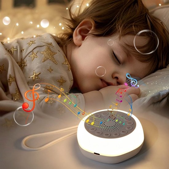 Ulisem - Witte ruismachine - Draagbare soundmachine - 27 geluiden - 18 volumeniveaus - 5 slaaptimers - nachtlampje 7 kleuren - kinderslot - USB-C opladen - 12 uur batterij - multifunctioneel - voor slapen en baby