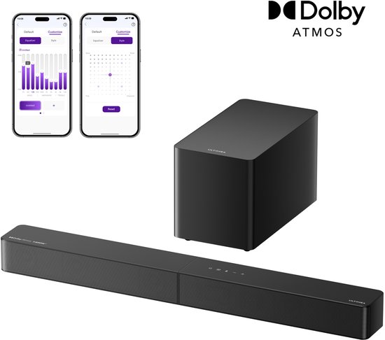 ULTIMEA 5.1 Dolby Atmos Soundbar - 340W Surround Set met 5.25″ Draadloze Subwoofer en App-bediening voor Home Cinema - Soundbar voor TV - Zwart van Ultimea