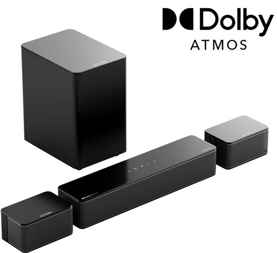 ULTIMEA 5.1-kanaals Dolby Atmos-soundbar met draadloze subwoofer, 2 surround-luidsprekers en slimme app-bediening - Zwart van Merkloos