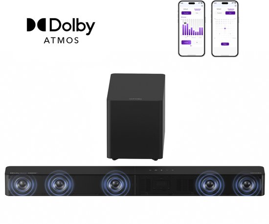ULTIMEA 5.1 Soundbar Dolby Atmos - Soundbar met Draadloze Subwoofer - Zwart van Ultimea
