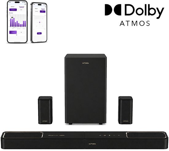 ULTIMEA 5.1.2 Soundbar met Dolby Atmos, 6,5" Subwoofer, App-bediening, Soundbar voor tv, Skywave F40 Boom