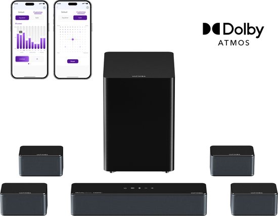 ULTIMEA - 7.1 Soundbar met Dolby Atmos - Home Theater Surround System - Surround Sound System voor TV met draadloze subwoofer - Poseidon D80 Boom van Ultimea