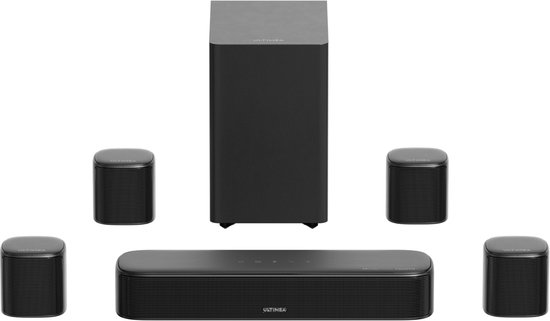 ULTIMEA 7.1 Soundbar met Dolby Atmos, Inclusief 5,25" Subwoofer en 4 Surround Speakers, Home Cinema Systeem voor TV, HDMI eARC, Aura S5T van Ultimea