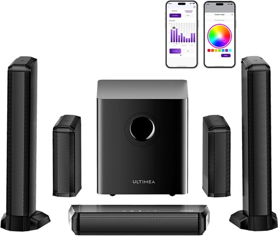ULTIMEA 7.1 Soundbar met draadloze subwoofer en achterluidsprekers - RGB-verlichting - Zwart van Ultimea