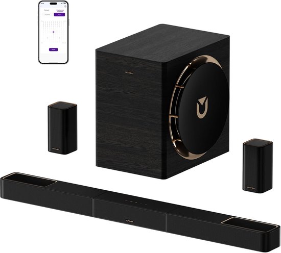 ULTIMEA 7.1.4 Professioneel draadloos surround sound-systeem, Dolby Atmos, 980W soundbar met 10" draadloze subwoofer, Skywave X70 van Merkloos