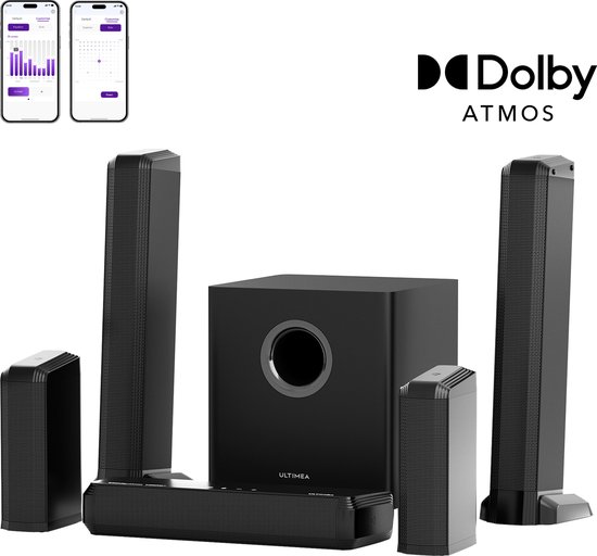 ULTIMEA Apollo S90 - 9.1-kanaals Dolby Atmos Soundbar, 470W, 6,5" draadloze subwoofer, afneembaar ontwerp, RGB van Merkloos