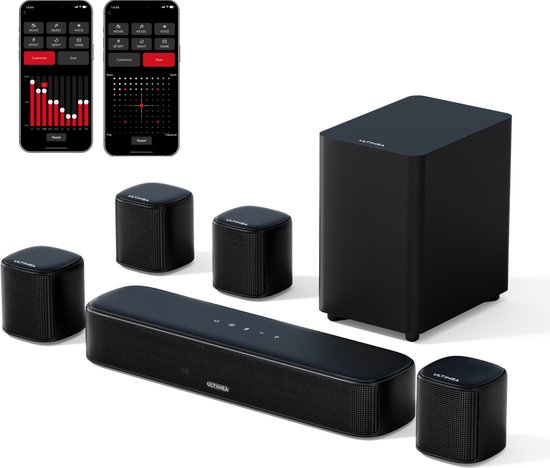 ULTIMEA Aura A40 - 7.1-kanaals Virtuele Surround Soundbar, met Subwoofer en 4 Surround Speakers, Smart APP-besturing van Ultimea