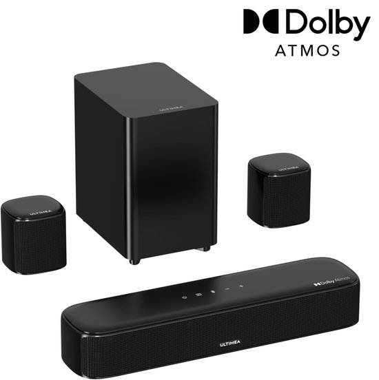 ULTIMEA Aura A50 Pro Home Theatre-systeem: 5.1-kanaals Dolby Atmos-soundbar met subwoofer en 2 surroundspeakers van Merkloos
