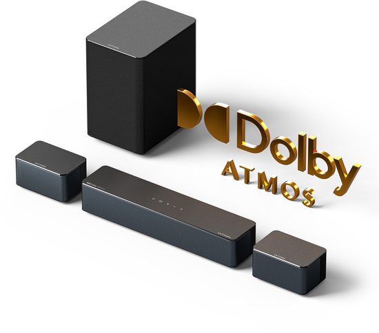 ULTIMEA Poseidon D60 Soundbar Subwoofer Speaker Kit, Dolby Atmos 5.1, Regelbaar Surround Level, Meerdere Modi - Zwart van Ultimea
