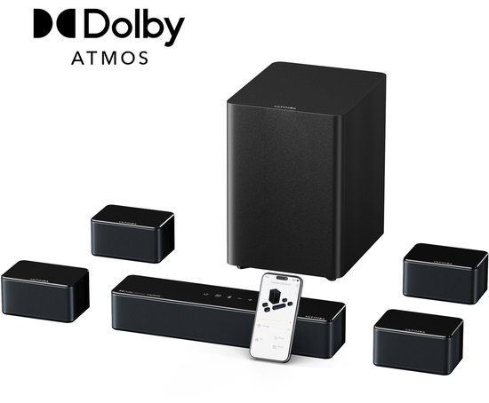 ULTIMEA Poseidon D80 Boom 7.1 Dolby Atmos soundbar met draadloze subwoofer en 4 surround speakers van Merkloos