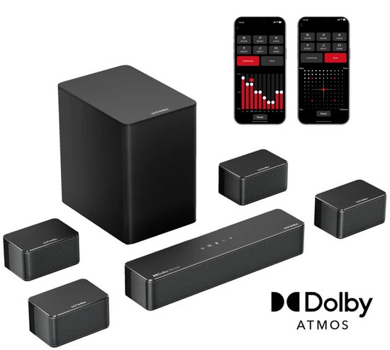 ULTIMEA Poseidon D80 - Soundbar met 7.1-kanaals Dolby Atmos, 6.5" Draadloze Subwoofer, 460W Soundbar voor tv - Zwart van Ultimea