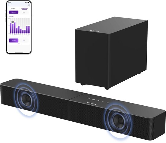 ULTIMEA Poseidon R3T 2.1-kanaals soundbar met draadloze subwoofer, app-bediening, soundbar voor Smart TV, Bluetooth 6.0, HDMI, optisch van Merkloos