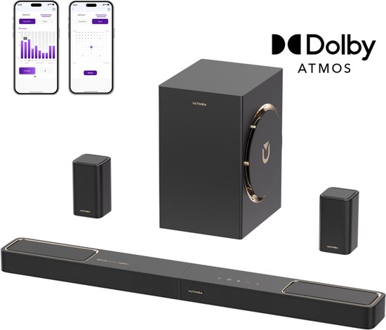 ULTIMEA Skywave F40 Boom: 5.1.2-kanaals Dolby Atmos soundbar met twee surround speakers en een 6,5 inch subwoofer. van Merkloos