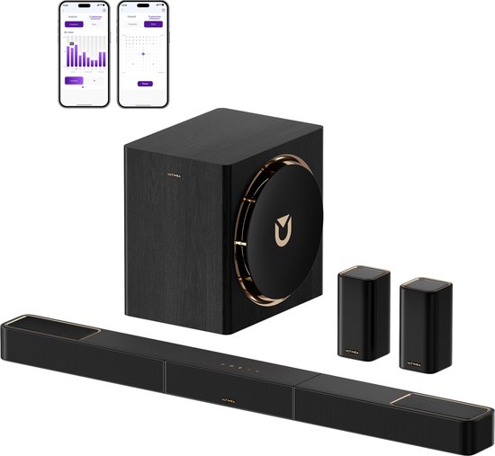 ULTIMEA Skywave Serie - Soundbar, 7.1.4 Sound Systeem met 8" Draadloze Subwoofer, Dolby Atmos, 840W, Zwart van Merkloos