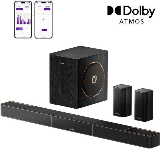 ULTIMEA Skywave X40 5.1.2 Dolby Atmos Soundbar met Draadloze Subwoofer en 2 Achterspeakers - Soundbar voor TV - Zwart van Ultimea