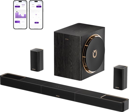 ULTIMEA Skywave X50 Professionele Soundbar met Dolby Atmos, 5.1.4-kanaals Surround Sound-systeem voor tv met 2 draadloze surroundluidsprekers en 8" subwoofer, BT 5.4 van Ultimea