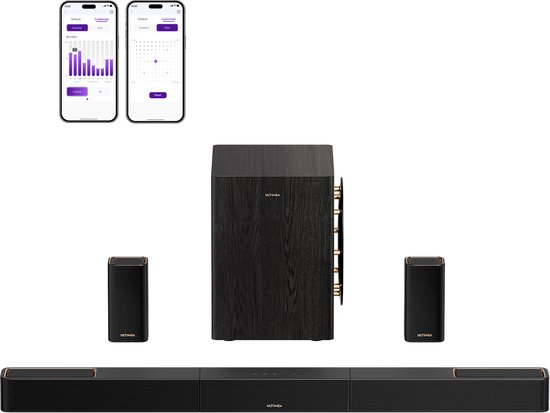 ULTIMEA Skywave X50 - Soundbar met Dolby Atmos - 5.1.4 Surround Sound-systeem met 8" subwoofer en 2 draadloze achterluidsprekers - GaN-versterker - 4K HDR-doorvoer van Ultimea