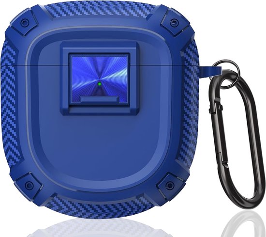 Ultra hoes met slot schokbestendige beschermhoes compatibel met Bose QuietComfort Ultra oordopjes (2023) / Bose QuietComfort oordopjes II (2022) hoesje met veiligheidsslot en karabijnhaak (blauw)