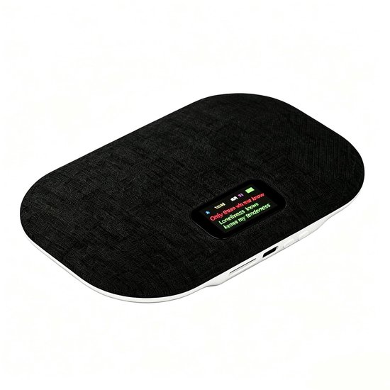 Ultradunne Bluetooth-luidspreker van 11 mm in de vorm van een kussen, met slaapbevorderende witte ruis, zwart.