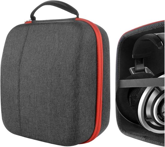 UltraShell Hoofdtelefoonhoesje voor Sennheiser HD650, HD600, HD598, AKG K701, Q701, Beyerdynamic DT880, DT990 / Gaming Headset Hard Draagtas/Reistas Gray/Red
