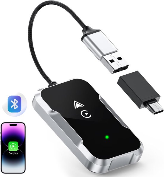 Universele Draadloze CarPlay Adapter – Bedraad naar Draadloos, OEM-systeem, Plug-and-Play, Dual-Band, Auto Connect