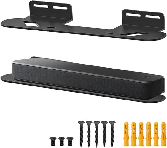 Universele wandhouder voor luidsprekers en soundbars - verstelbare beugel voor stangmontage - capaciteit tot 15 kg - in het zwart van Merkloos