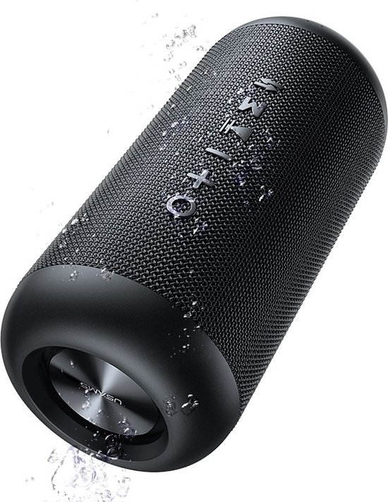 USAMS Waterdichte Draagbare Draadloze Speaker - 1800mAh - Zwart van USAMS