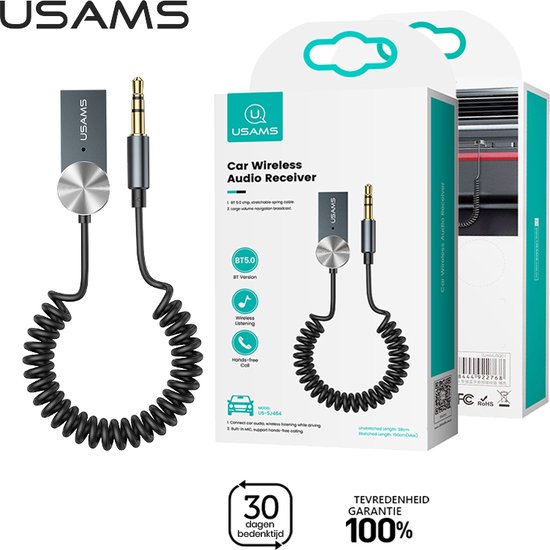 USAMS - Wireless Audio receiver – Carkit – Aux BT 5.0 – auto accessoires – 3.5mm aux – Handsfree bellen en muziek luisteren van USAMS