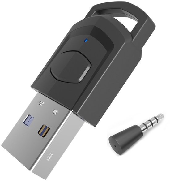 USB 5.0 Bluetooth Adapter - Zender & Ontvanger voor o.a. PS4, PS5, Switch, PC - met 3.5MM jack AUX aansluiting - Draadloze Audio via USB - zwart van Merkloos
