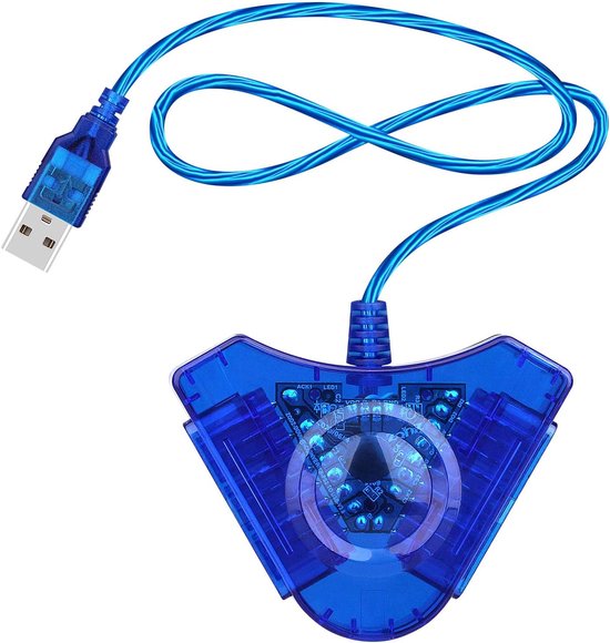 USB-adapter converter kabel kabel geschikt voor Sony PS1 PS2 bedrade controller gamepad joystick naar PC - Kleur Blauw