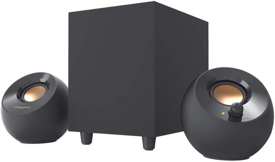 USB-gevoede 2.1 desktopluidsprekers met down-firing subwoofer voor pc's en laptops