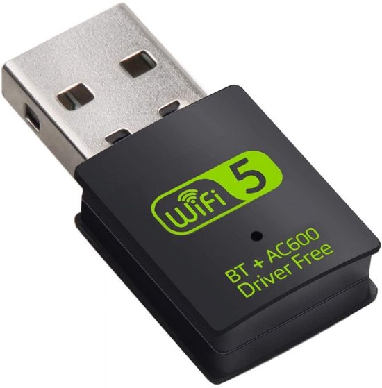 USB WiFi Bluetooth-adapter, 600 Mbps dual-band 2,4/5 GHz externe draadloze netwerkontvanger, mini WiFi-dongle, voor pc's/laptops/desktops van Merkloos