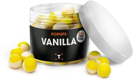 Vanilla Pop-ups Wit/Geel | Pop up Boilies | Pop Ups Karper | Pop Ups Vissen| Boilie Popups| Karper Aas | Karper Vissen | Karper Voer | Karpervissen
