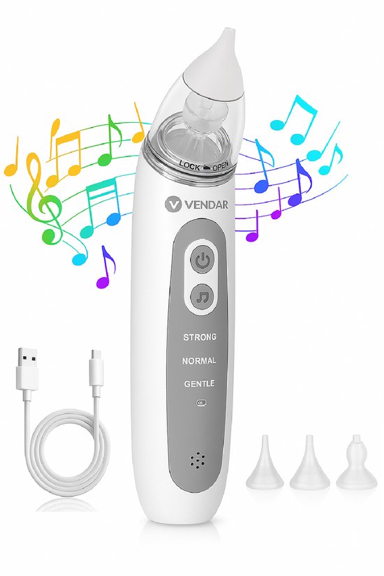 Vendar® BabyCare PRO - Baby Neusreiniger - Baby Neusreiniger Elektrisch - Neusdouche Elektrisch - Snoetenpoetser - Neuszuiger - Grote Batterij - USB C van Vendar