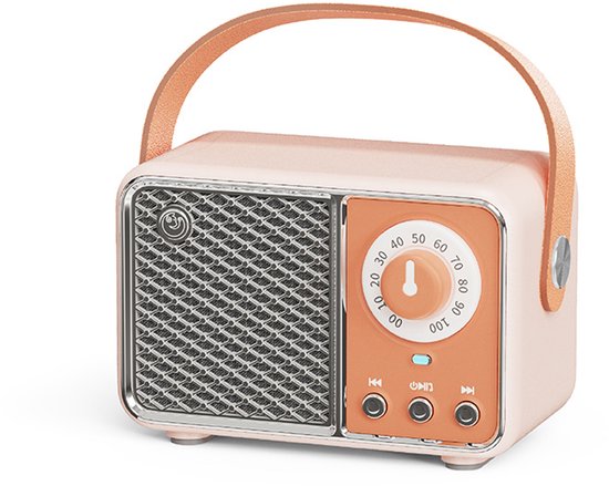 Verbeterde retro Bluetooth-luidspreker, vintage radio met ouderwetse klassieke stijl, Bluetooth 5.1 draadloze verbinding, ondersteuning TF-kaart, U-schijf en AUX-audio-ingang (oranje) van Merkloos