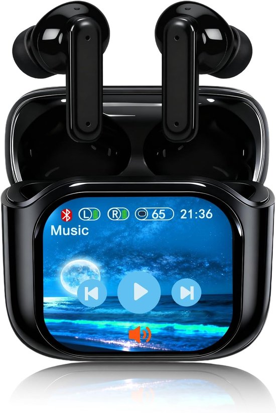 Vertaler hoofdtelefoon, vertaaltingshoofdtelefoon met real-time vertaling, in-ear vertaling, oordopjes met touchscreen, 156 talen koptelefoon, vertaler, real-time met ANC-microfoon en app voor van Merkloos