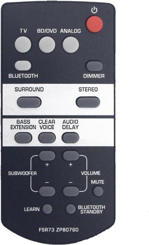 Vervangende afstandsbediening - compatibel met Yamaha SoundBar SRT700 YAS105 ATS1050 - eenvoudig in gebruik - ShopVlot