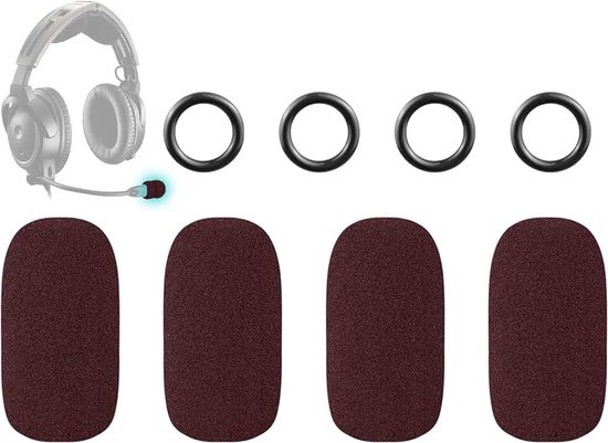 Vervangende Microfoon Bedekking voor Bose Aviation X A10/A20/A30 Luchtvaarthoofdtelefoon, Microfoon Sponsfilter, 4-Pack Schuimrubberen Bedekking, Windscherm