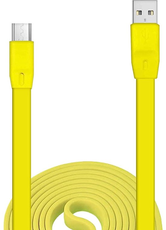 Vervangende USB Oplaadkabel voor Logitech UE Boom, Megaboom en Miniboom Speakers - Plat en Duurzaam (Geel)