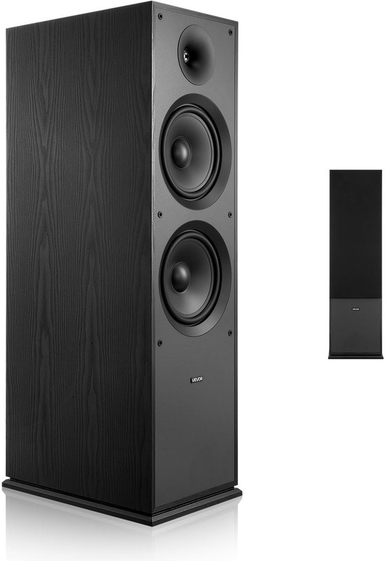 VEVOR Passief 2-Weg Vloerstaand Luidsprekersysteem met 1-Inch Tweeter en Twee 8-Inch Woofers, 600w Piekvermogen, Frequentiebereik van 50Hz-20kHz, Robuuste MDF-Behuizing, voor Thuisaudio, Enkel van VEVOR