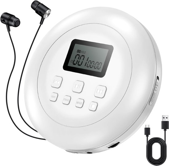 VH Supplies® Discman CD Speler - Draagbare CD-Speler - Compact Disc-Speler - Wit van Supplies
