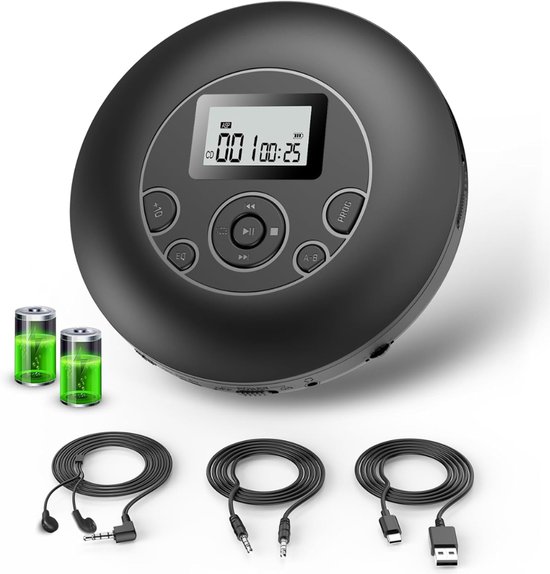 VH Supplies® Discman CD Speler - Draagbare CD-Speler - Compact Disc-Speler - Zwart van Supplies