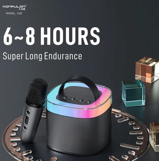 Viatel Creatieve Rgb Kleurrijke Verlichting Mini Karaoke Draagbare Draadloze Bluetooth Speaker Met Microfoon Outdoor Stereo Subwoofer van Viatel